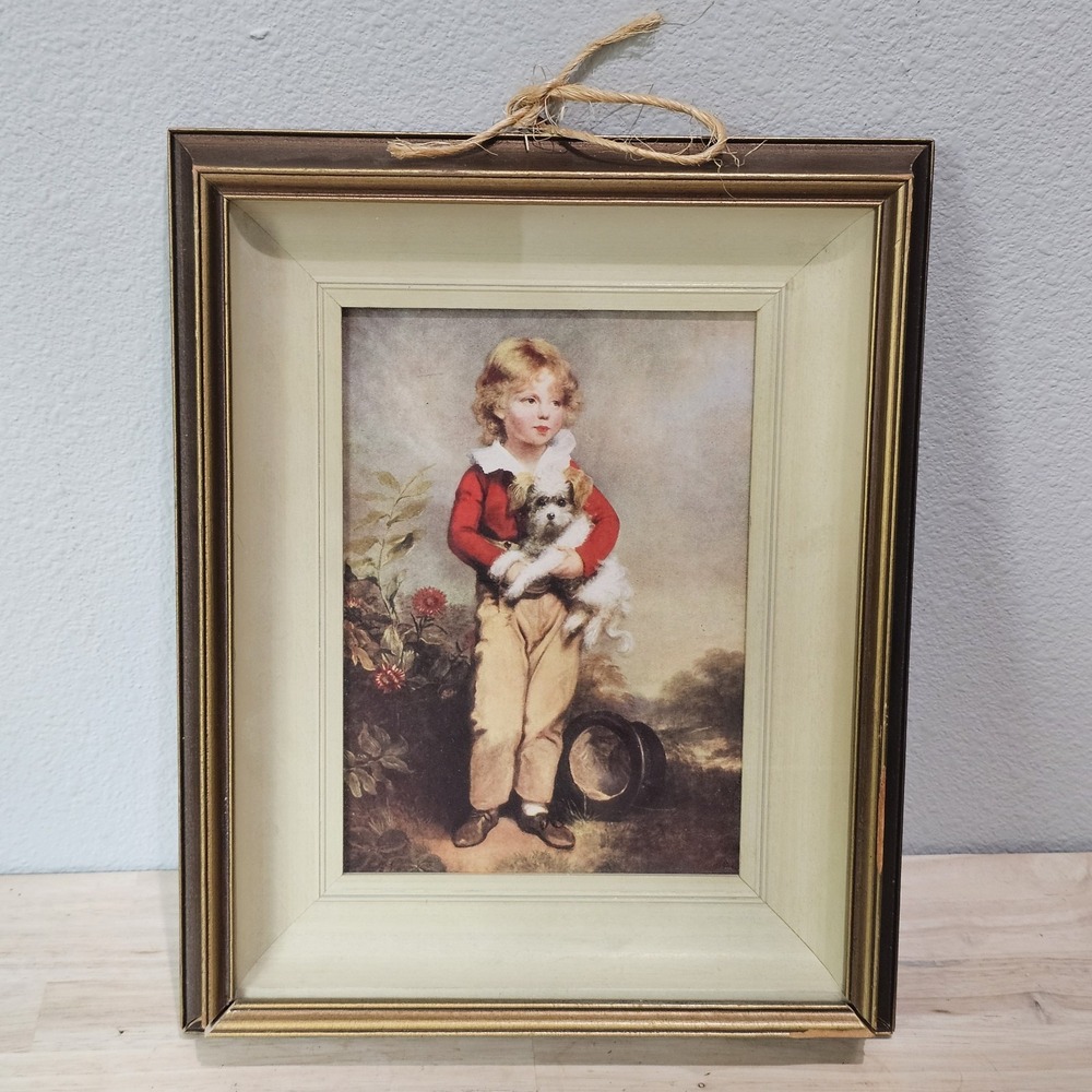 Vintage Master Simpson by Arthur Devis - Boy With Top Hat & Dog Print Framed
